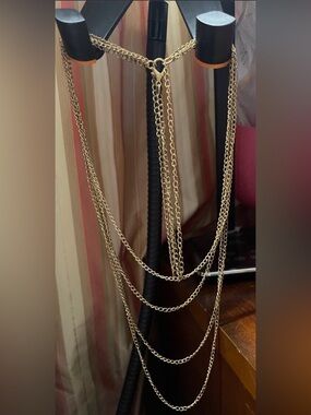 Vintage Layered Goldtone Chain Necklace for Women - Elegant Multi-Strand Jewelry